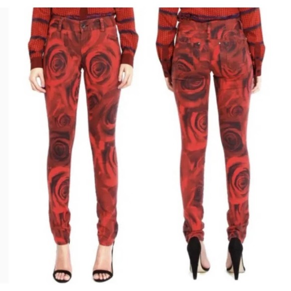 Alice + Olivia Denim - Alice + Olivia Red Rose Skinny Jeans Size 0